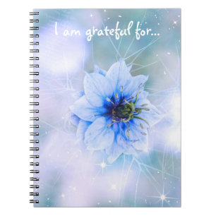 Sparkly Blue Flower Gratitude Journal