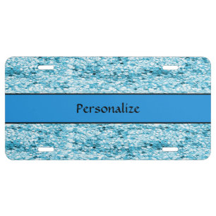 Sparkly Blue Glitter Personalize License Plate