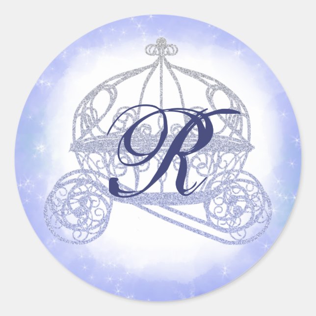 Sparkly Blue Princess Carriage Stickers (Front)