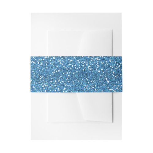 Sparkly Blue  Silver Glitter Invitation Belly Band