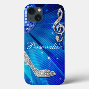 Sparkly Blue/silver Music Note & Stiletto Heel iPhone 13 Case