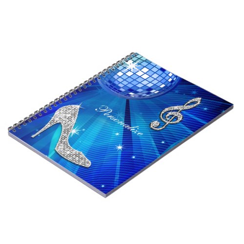 Sparkly Bluesilver Music Note  Stiletto Heel Notebook