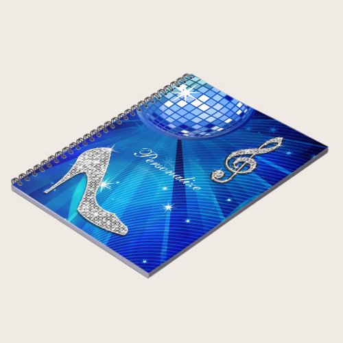 Sparkly Blue/silver Music Note & Stiletto Heel Notebook Sparkly Blue/silver Music Note & Stiletto Heel Notebook