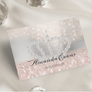 Sparkly Blush Glitter Makeup Artist Silver  Royal Appointment Card