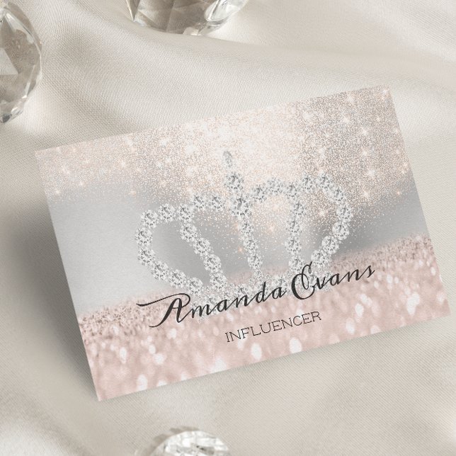 Sparkly Blush Glitter Makeup Artist Silver  Royal Appointment Card (Creator Uploaded)