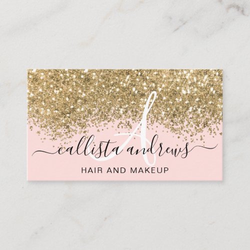 Sparkly Blush Pink Gold Confetti Glitter Business Card