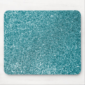 Sparkly Bokeh Faux Teal Glitter Mouse Pad