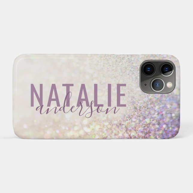 Sparkly bokeh glitter personalized pink purple Case-Mate iPhone case (Back (Horizontal))