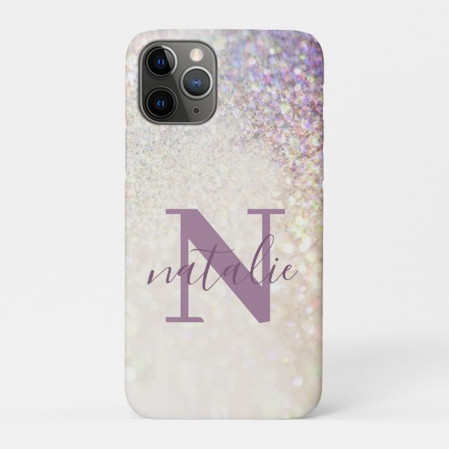 Sparkly bokeh glitter personalized pink purple Case-Mate iPhone case (Back)