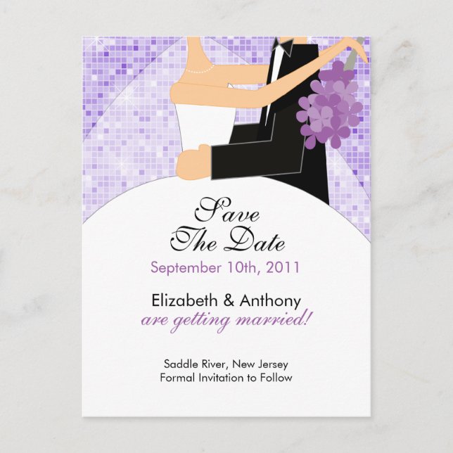 Sparkly Bride Groom Save The Date POSTCARD! Announcement Postcard (Front)