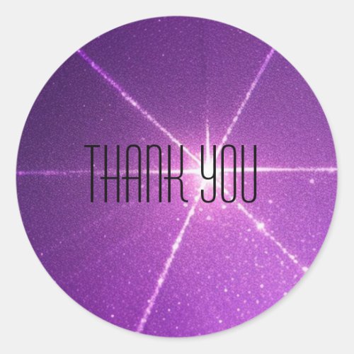 Sparkly Bright Purple Glittery Clouds Thank You Classic Round Sticker