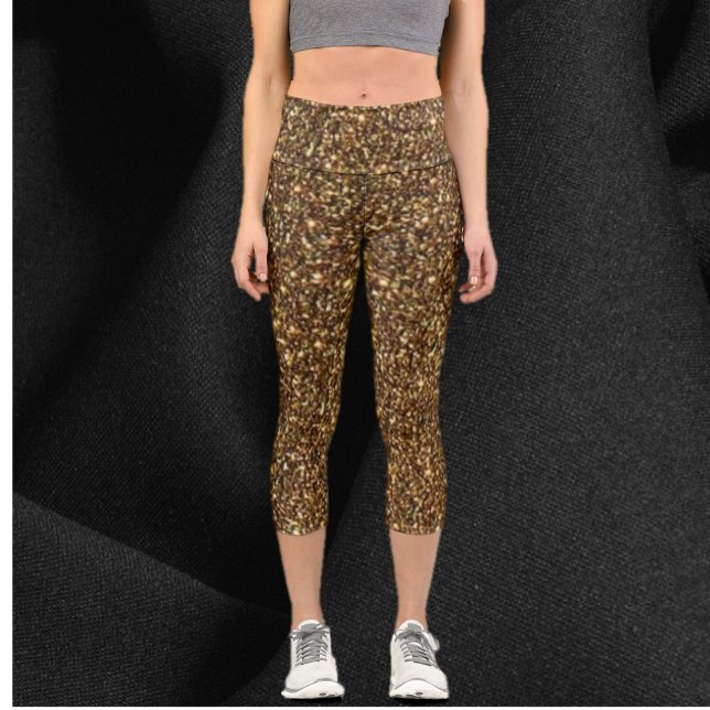 Sparkly Bronze Glitter Capri Leggings (Creator Uploaded)