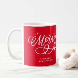 Sparkly Bubbly Script Merry Holiday Coffee Mug