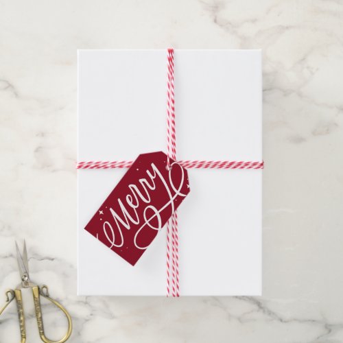 Sparkly Bubbly Script Merry Holiday Gift Tags