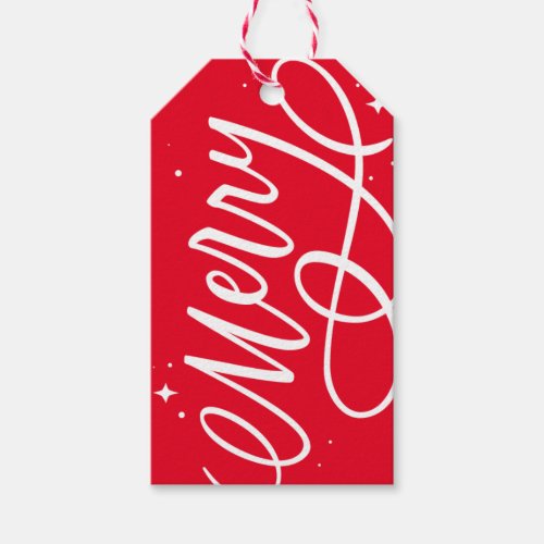 Sparkly Bubbly Script Merry Holiday Gift Tags