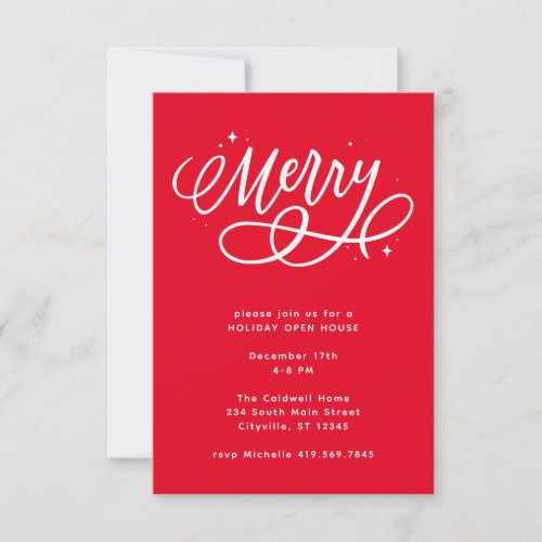 Sparkly Bubbly Script Merry Holiday Invitation