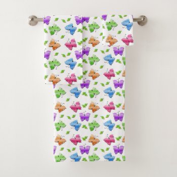 Sparkly Butterflies Bath Towel Set by stellerangel at Zazzle