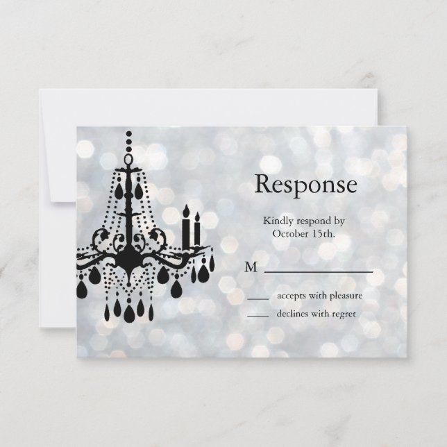Sparkly Chandelier RSVP Card (Front)