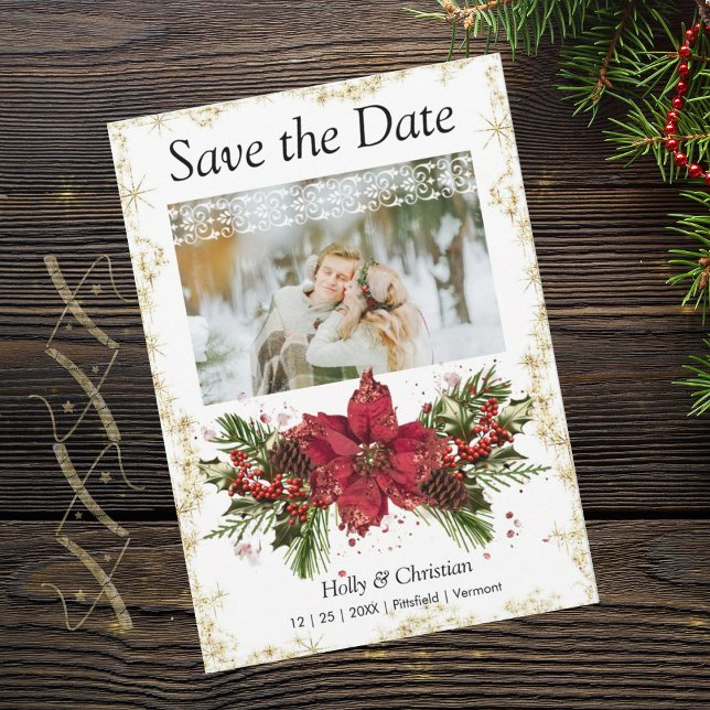 Sparkly Christmas Save the Date Wedding Cards (Creator Uploaded)