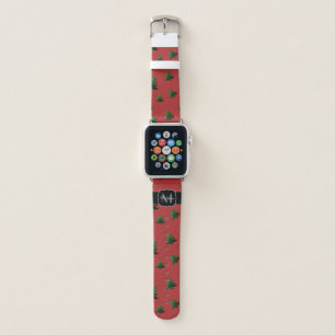 Sparkly Christmas tree green sparkles Monogram red Apple Watch Band