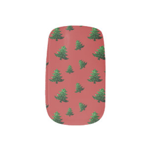 Sparkly Christmas tree green sparkles pattern Minx Nail Art