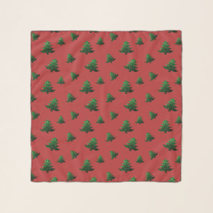 Sparkly Christmas tree green sparkles red pattern Scarf