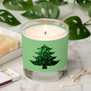 Sparkly Christmas tree green sparkles sage green Scented Candle