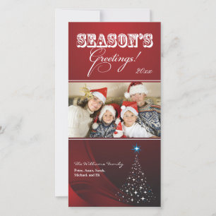 Sparkly Christmas Tree Holiday Photocard (red) Card