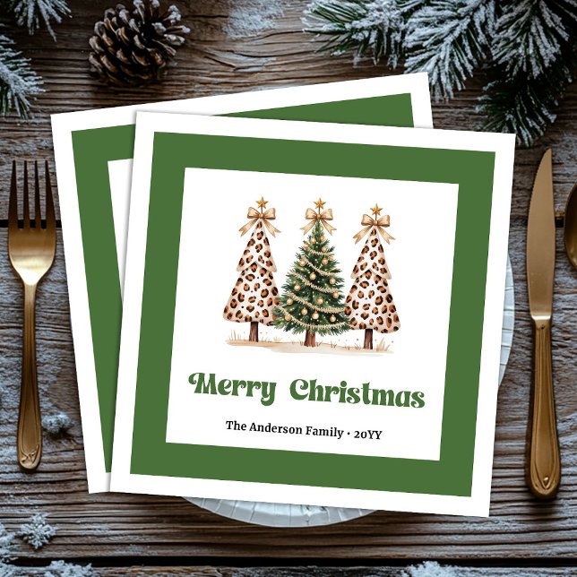 Sparkly Christmas Tree Leopard Print Dinner Napkin (Sparkly Christmas Tree Leopard Print Dinner Napkins!)