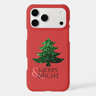 Sparkly Christmas tree Merry Bright Custom text iPhone 17 Pro Max Case
