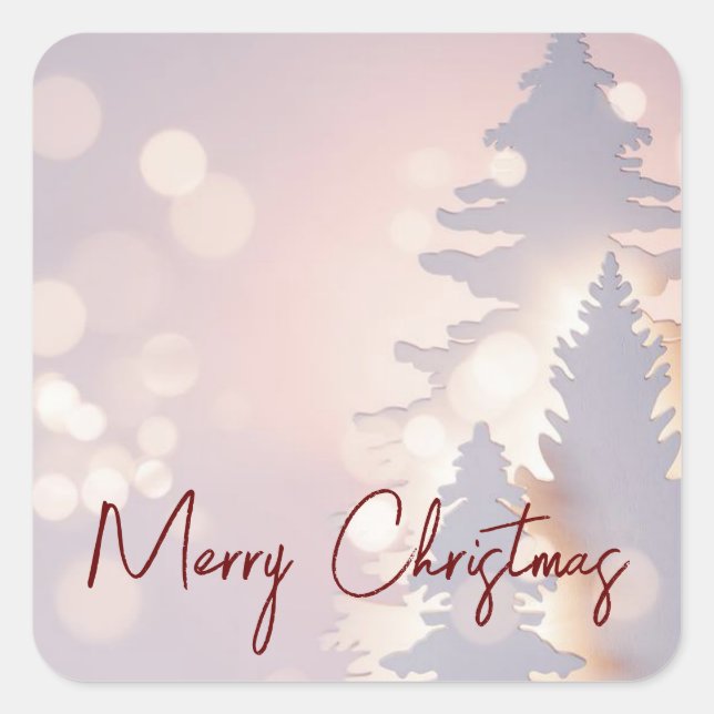 Sparkly Christmas Tree Square Sticker (Front)