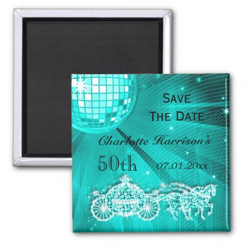 Sparkly Coach  Horses 50th Birthday Save The Date Magnet
