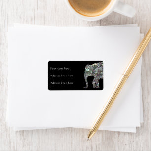 Sparkly colorful silver mosaic Elephant   Black Label