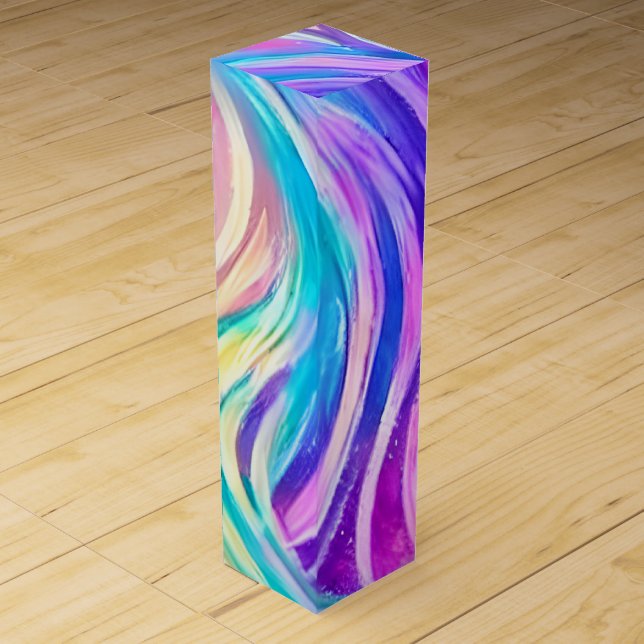 Sparkly Colorful Swirly Pattern Wine Box (Front)