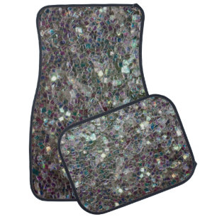 Sparkly colourful silver mosaic car floor mat