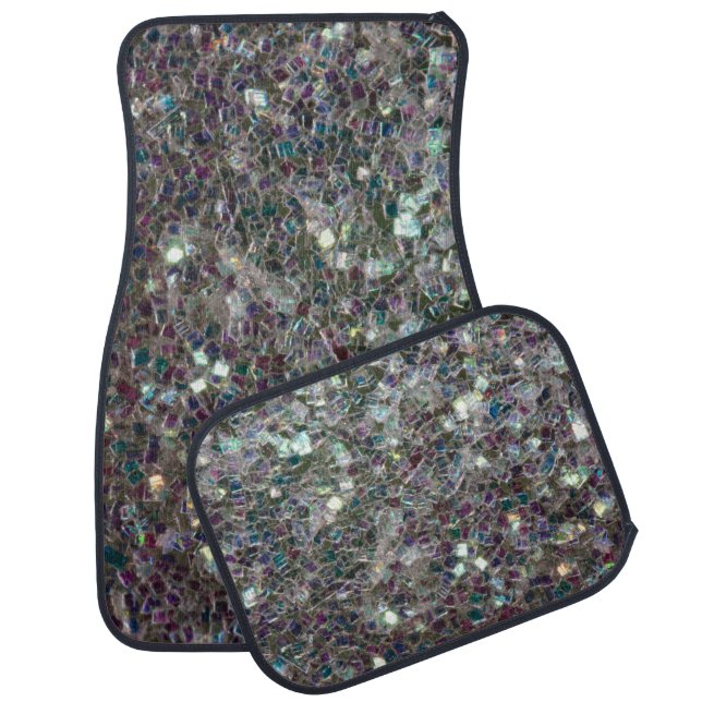 Sparkly colourful silver mosaic car floor mat (Set)