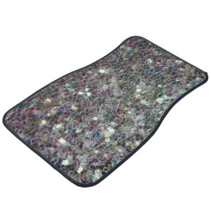 Sparkly colourful silver mosaic car mat