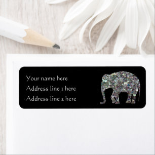 Sparkly colourful silver mosaic Elephant   Black Label