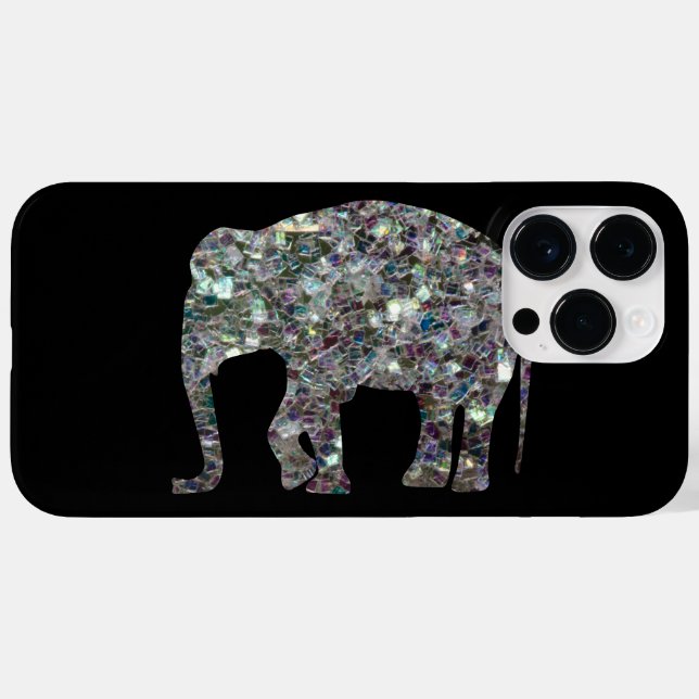 Sparkly colourful silver mosaic Elephant Case-Mate iPhone Case (Back (Horizontal))