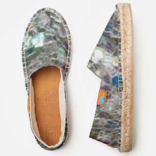 Sparkly colourful silver mosaic espadrilles