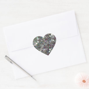 Sparkly colourful silver mosaic heart sticker