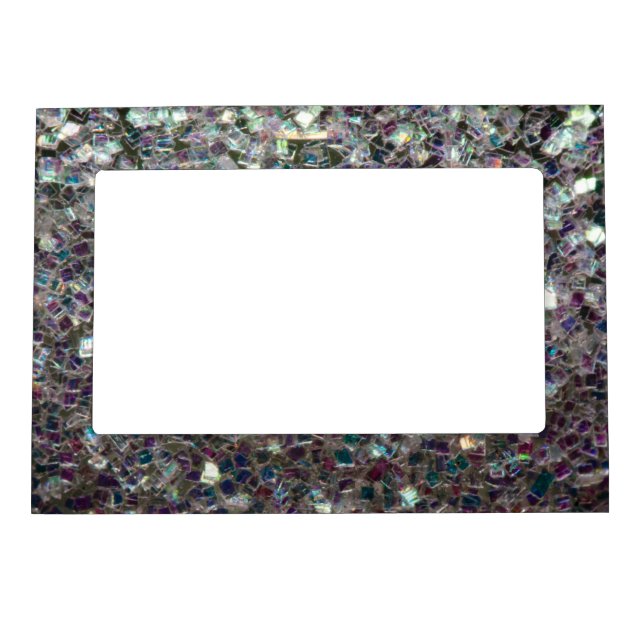 Sparkly colourful silver mosaic magnetic frame (Front)