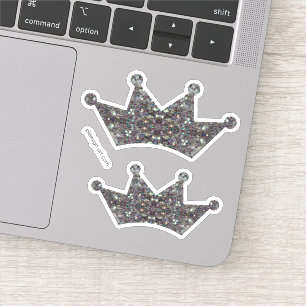 Sparkly colourful silver mosaic Mandala Crown Sticker