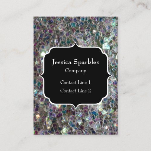 Sparkly colourful silver mosaic Monogram Business Card
