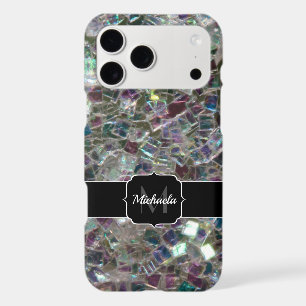 Sparkly colourful silver mosaic Monogram iPhone 17 Pro Max Case