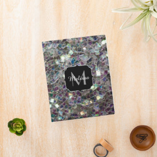 Sparkly colourful silver mosaic Monogram Mini Binder