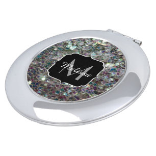 Sparkly colourful silver mosaic Monogram Mirror For Makeup