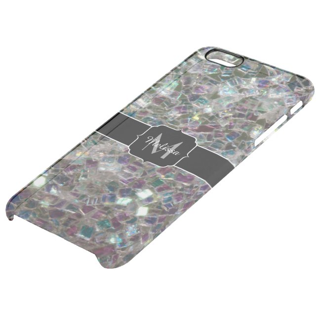 Sparkly colourful silver mosaic Monogram Uncommon iPhone Case (Bottom)