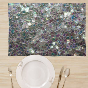 Sparkly colourful silver mosaic placemat
