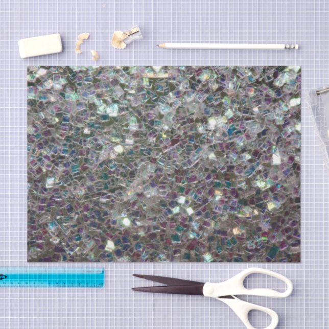 Sparkly colourful silver mosaic tissue paper (Craft)